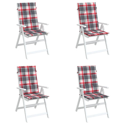 Cuscini per Sedie 4 pz Rossi a Quadri 120x50x3 cm in Tessuto