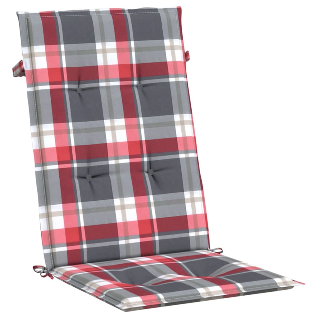 Cuscini per Sedie 4 pz Rossi a Quadri 120x50x3 cm in Tessuto | homemem39
