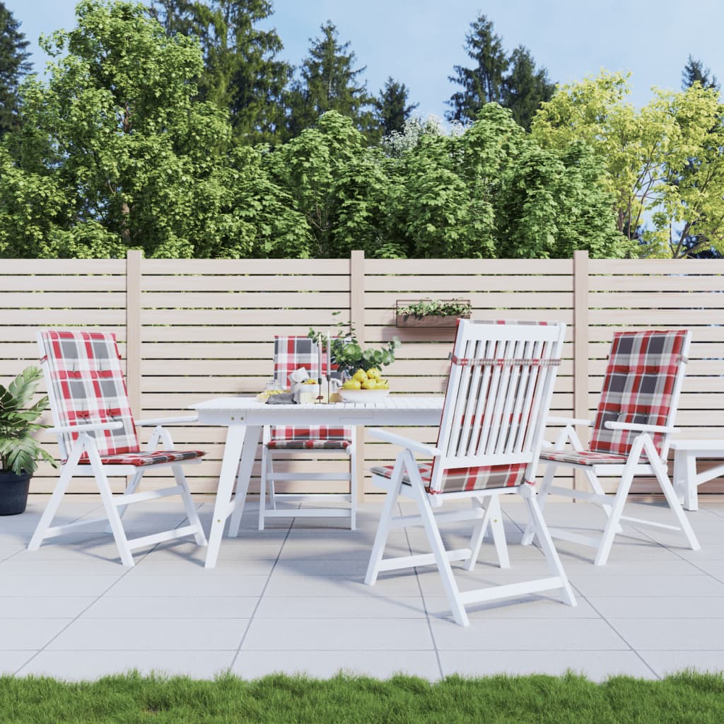 Cuscini per Sedie 4 pz Rossi a Quadri 120x50x3 cm in Tessuto | homemem39