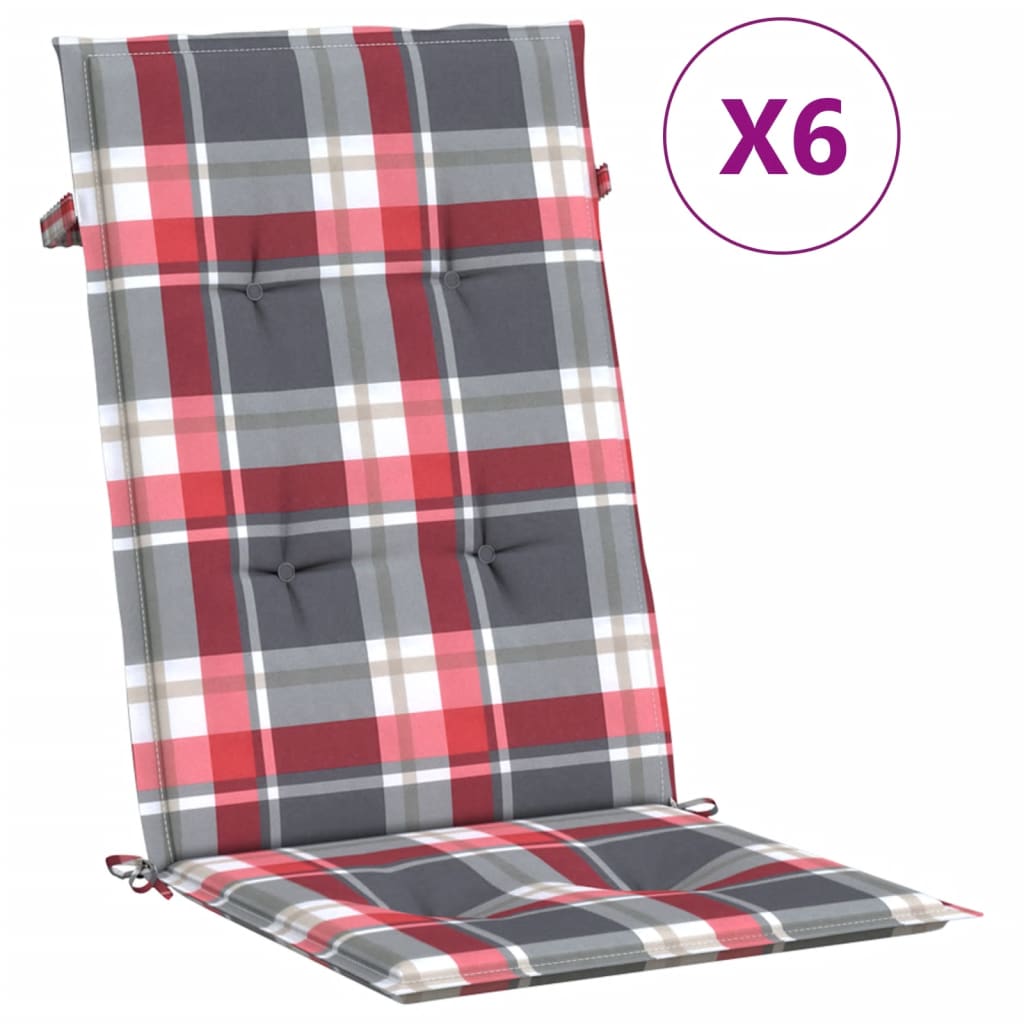 Cuscini per Sedie 6 pz Rossi a Quadri 120x50x3 cm in Tessuto | homemem39