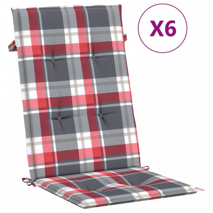 Cuscini per Sedie 6 pz Rossi a Quadri 120x50x3 cm in Tessuto | homemem39