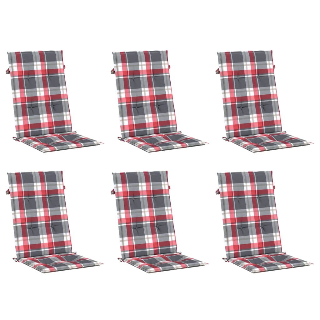 Cuscini per Sedie 6 pz Rossi a Quadri 120x50x3 cm in Tessuto | homemem39
