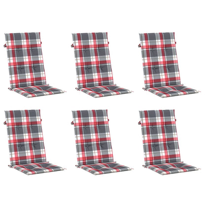 Cuscini per Sedie 6 pz Rossi a Quadri 120x50x3 cm in Tessuto | homemem39