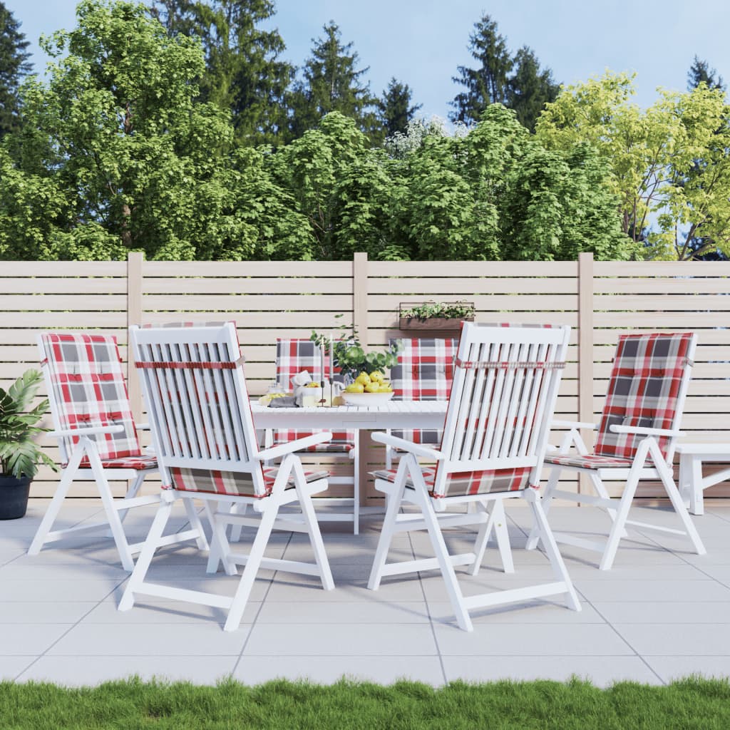 Cuscini per Sedie 6 pz Rossi a Quadri 120x50x3 cm in Tessuto | homemem39