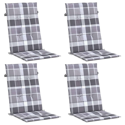 Cuscini per Sedie 4 pz Grigi a Quadri 120x50x3 cm in Tessuto