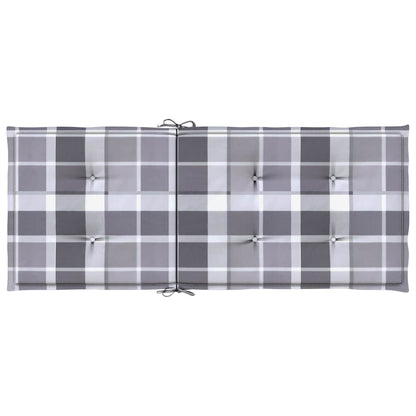 Cuscini per Sedie 4 pz Grigi a Quadri 120x50x3 cm in Tessuto