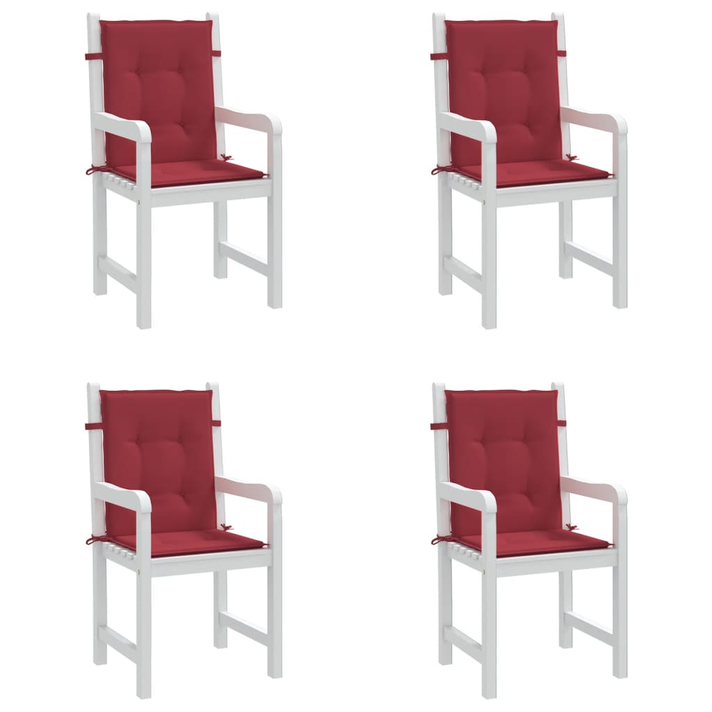 Cuscini per Sedia 4 pz Rosso Vino 100x50x7 cm in Tessuto