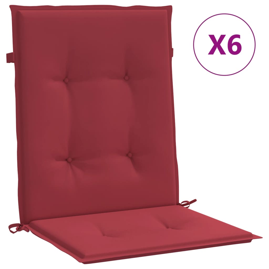 Cuscini per Sedia 6 pz Rosso Vino 100x50x3 cm in Tessuto - homemem39