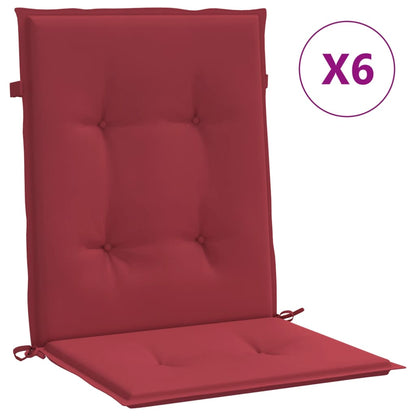 Cuscini per Sedia 6 pz Rosso Vino 100x50x3 cm in Tessuto - homemem39