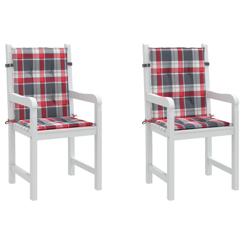 Cuscini per Sedia 2 pz a Quadri Rossi 100x50x3cm Tessuto Oxford | homemem39
