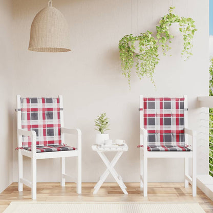 Chair Cushions 2 pcs Red Checked 100x50x3cm Oxford Fabric