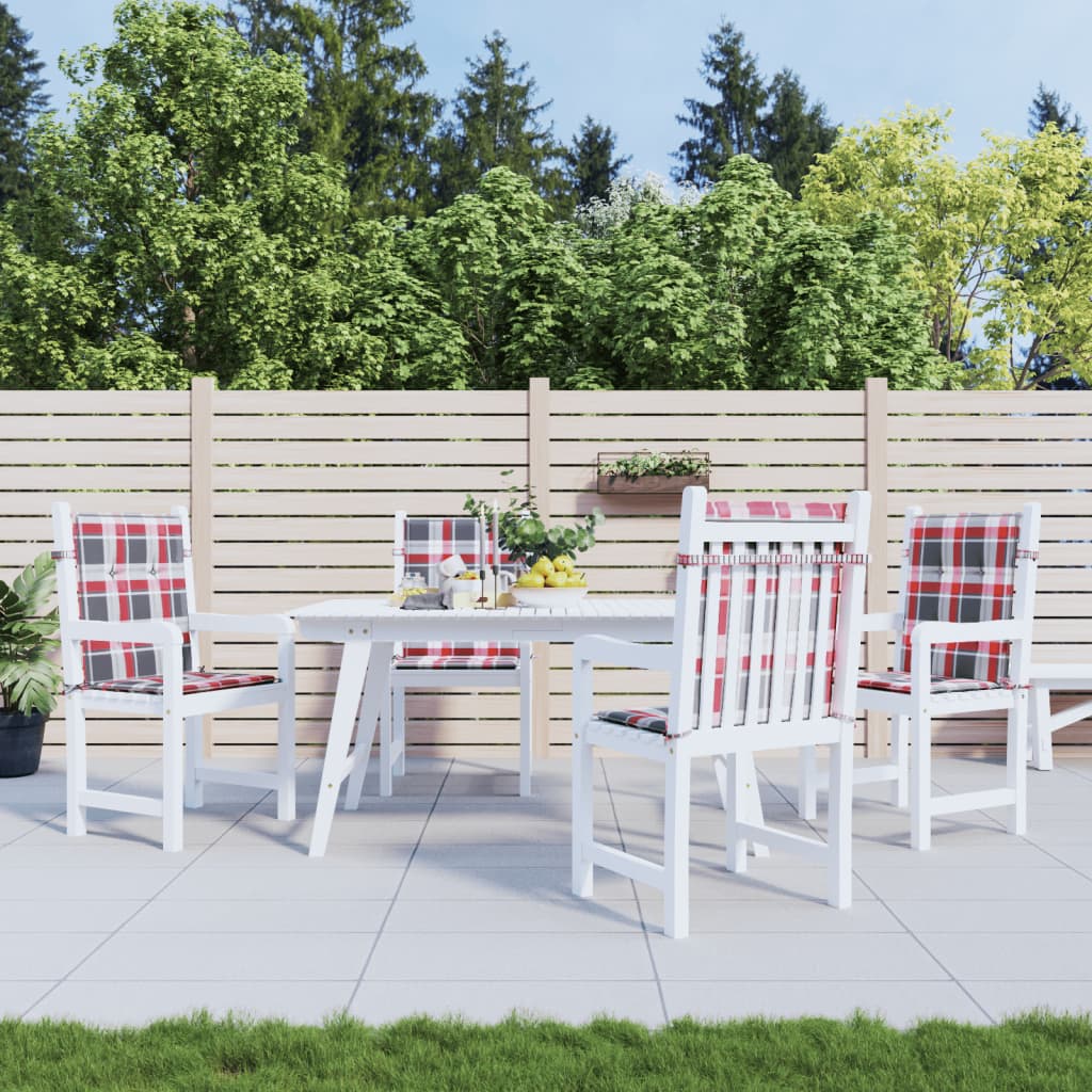 Cuscini per Sedia 4 pz a Quadri Rossi 100x50x3cm Tessuto Oxford | homemem39