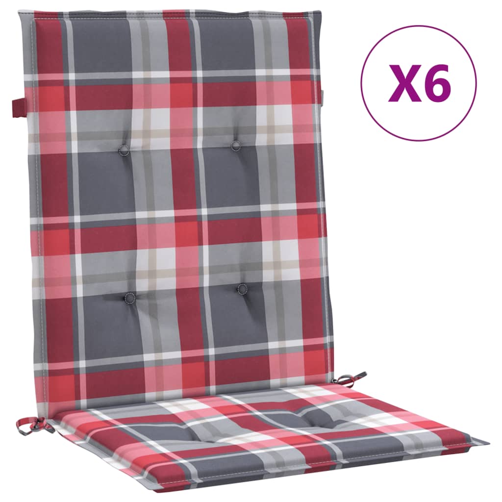 Cuscini per Sedia 6 pz a Quadri Rossi 100x50x3cm Tessuto Oxford - homemem39