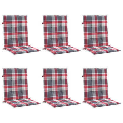 Cuscini per Sedia 6 pz a Quadri Rossi 100x50x3cm Tessuto Oxford - homemem39