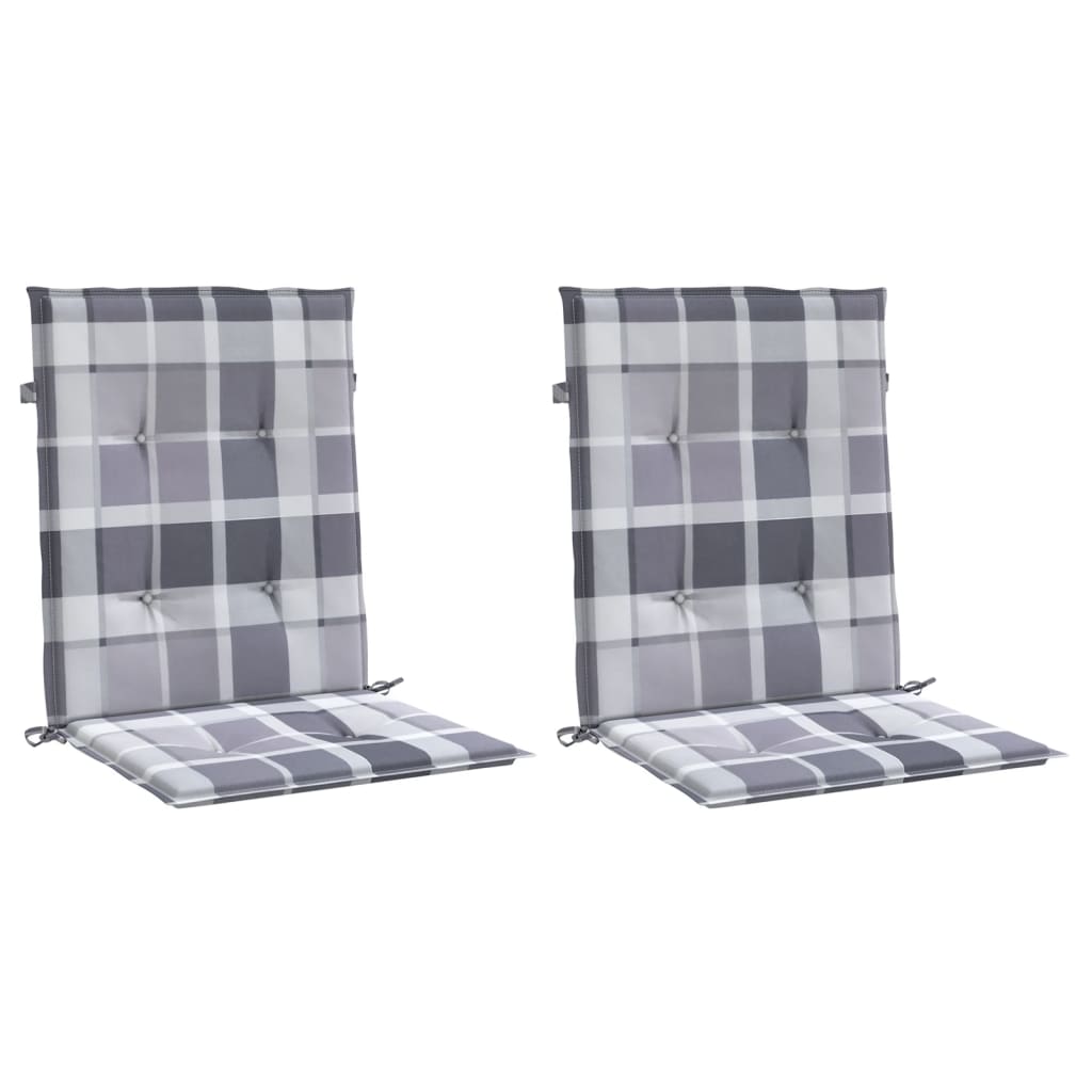 Cuscini per Sedia 2 pz a Quadri Grigi 100x50x3cm Tessuto Oxford | homemem39