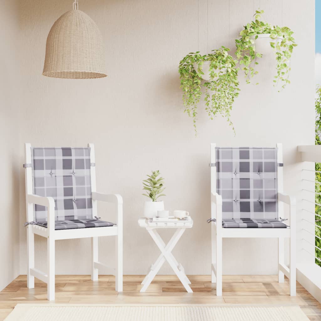 Cuscini per Sedia 2 pz a Quadri Grigi 100x50x3cm Tessuto Oxford | homemem39