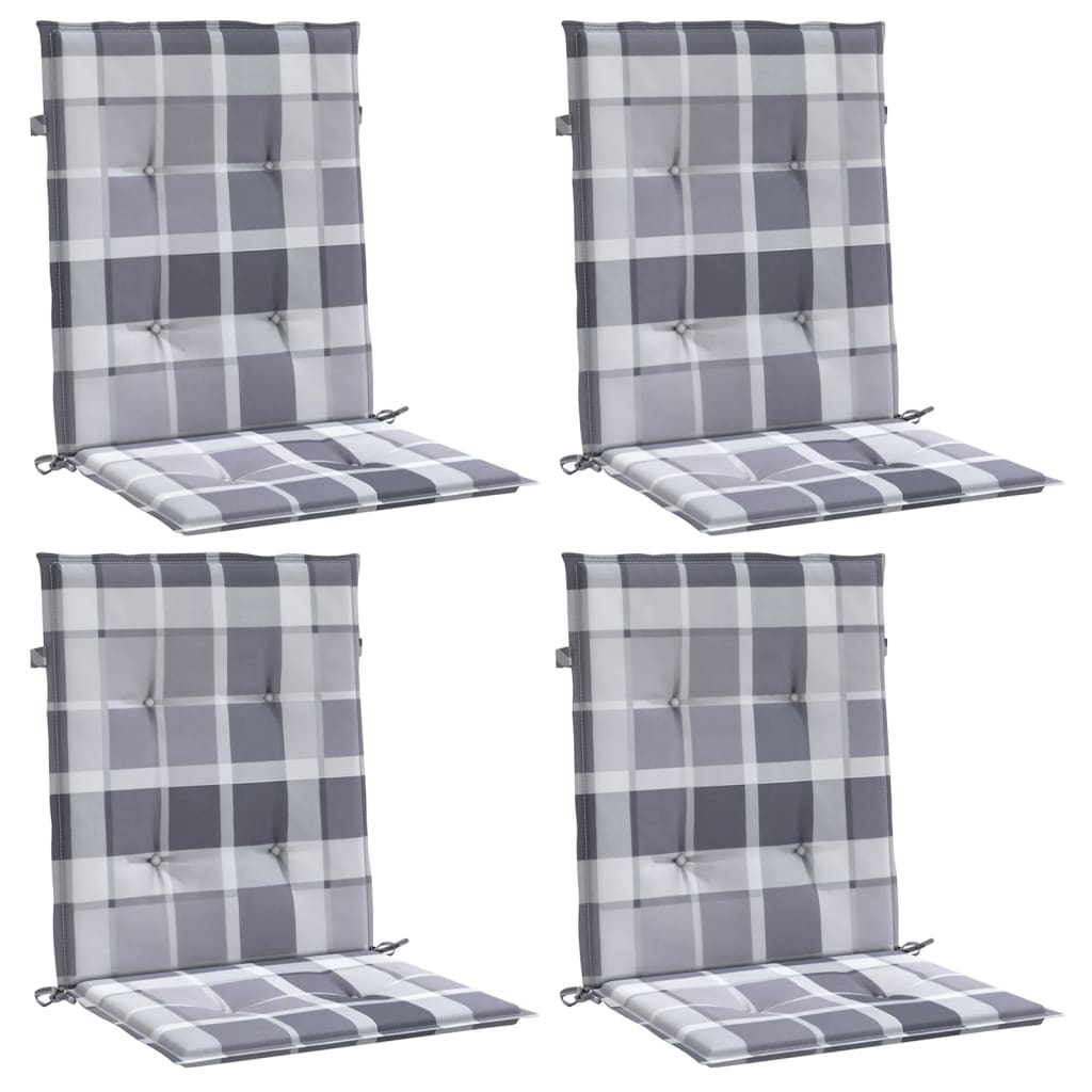 Cuscini per Sedia 4 pz a Quadri Grigi 100x50x3cm Tessuto Oxford - homemem39