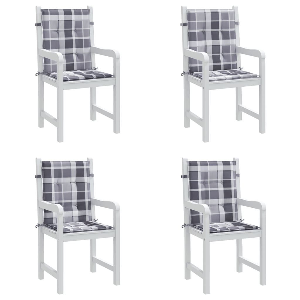 Cuscini per Sedia 4 pz a Quadri Grigi 100x50x3cm Tessuto Oxford