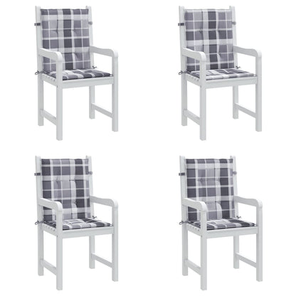 Cuscini per Sedia 4 pz a Quadri Grigi 100x50x3cm Tessuto Oxford