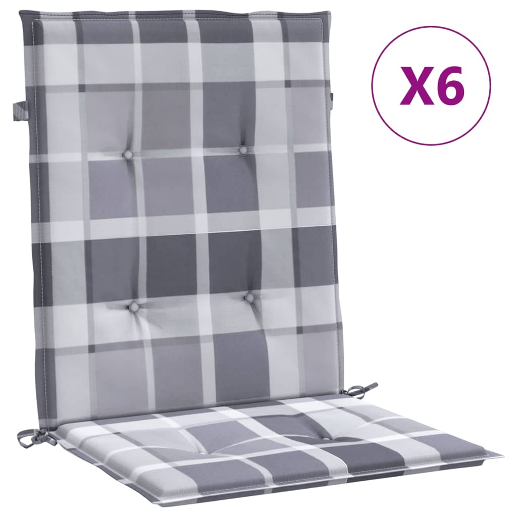 Cuscini per Sedia 6 pz a Quadri Grigi 100x50x3cm Tessuto Oxford | homemem39