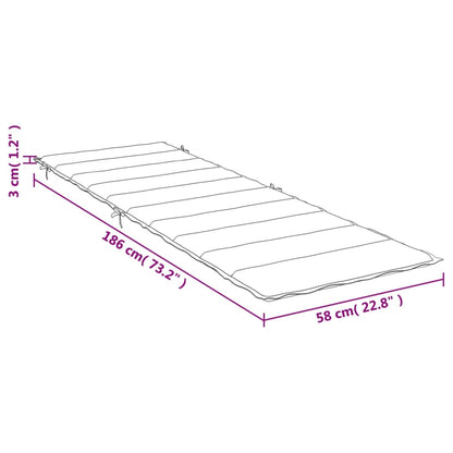 Cuscino per Lettino Grigio 186x58x3 cm in Tessuto Oxford