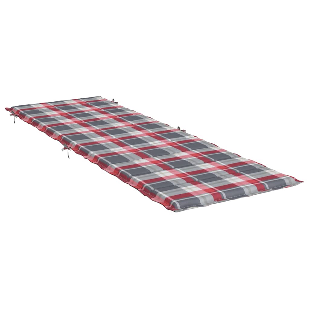 Cuscino per Lettino a Quadri Rossi 186x58x4cm in Tessuto Oxford