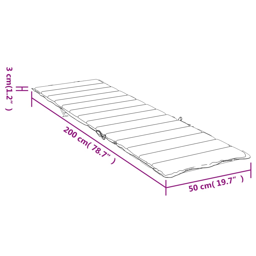 Cuscino per Lettino Tortora 200x50x3 cm in Tessuto Oxford