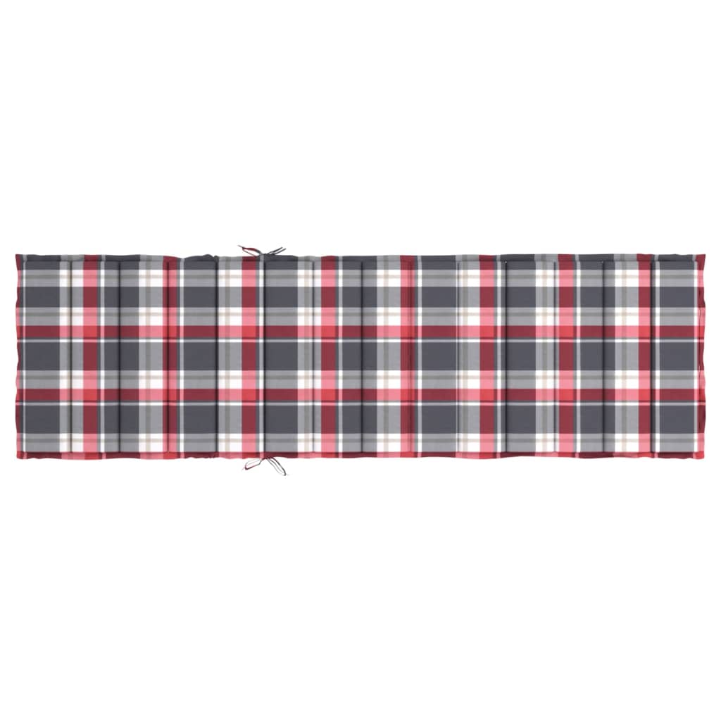 Cuscino per Lettino a Quadri Rossi 200x50x3cm Tessuto Oxford