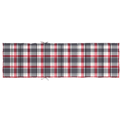 Cuscino per Lettino a Quadri Rossi 200x50x3cm Tessuto Oxford