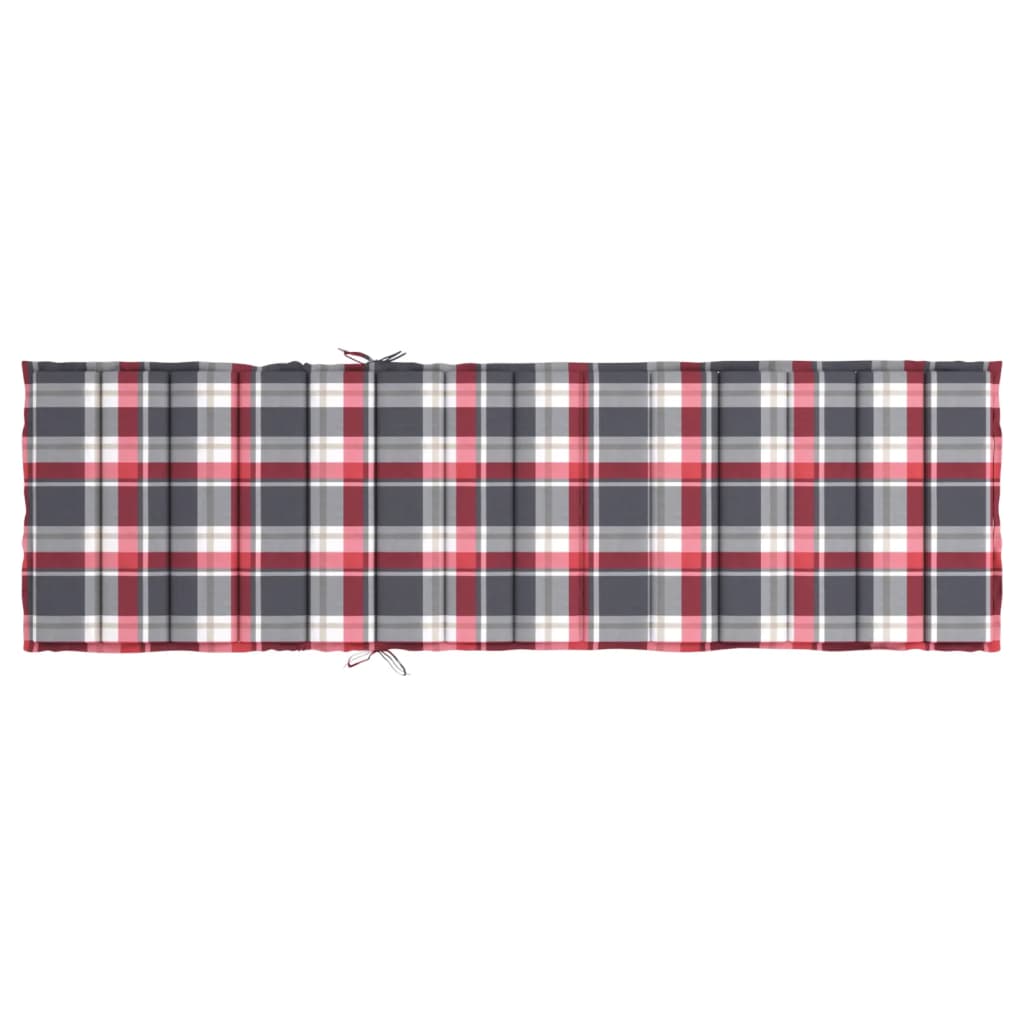 Cuscino per Lettino a Quadri Rossi 200x60x3 cm Tessuto Oxford