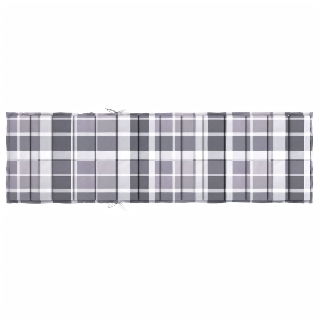 Cuscino per Lettino a Quadri Grigi 200x60x3 cm Tessuto Oxford | homemem39