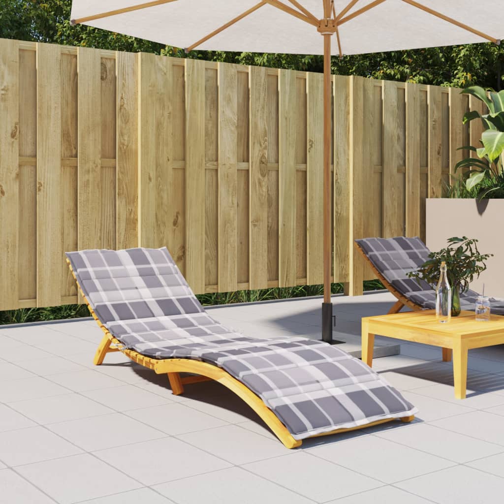 Cuscino per Lettino a Quadri Grigi 200x60x3 cm Tessuto Oxford | homemem39