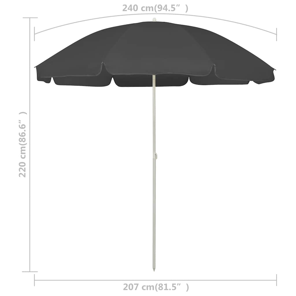 Ombrellone da Spiaggia Antracite 240 cm | homemem39