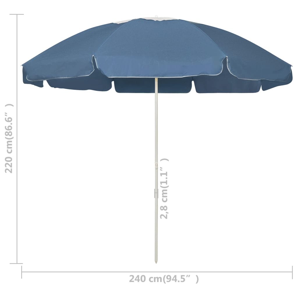 Ombrellone da Spiaggia Blu 240 cm | homemem39