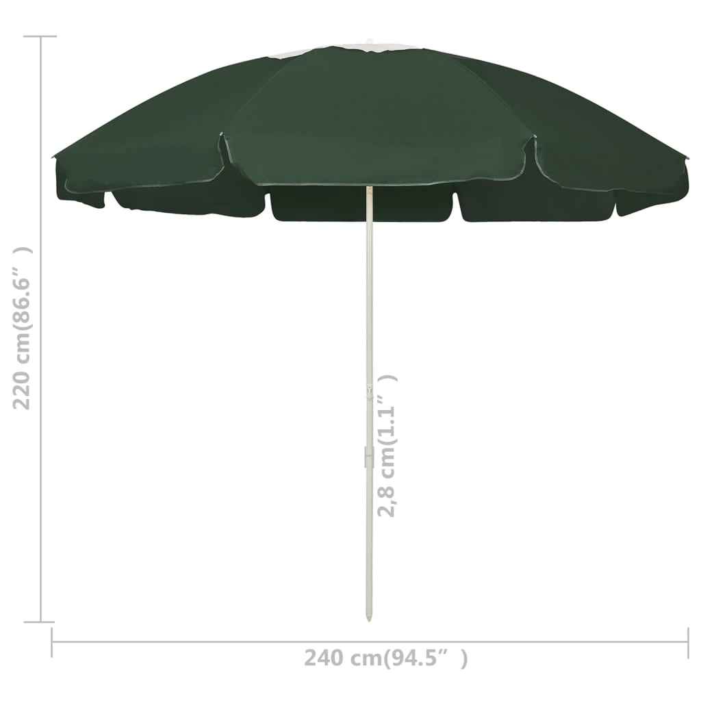 Ombrellone da Spiaggia Verde 240 cm | homemem39