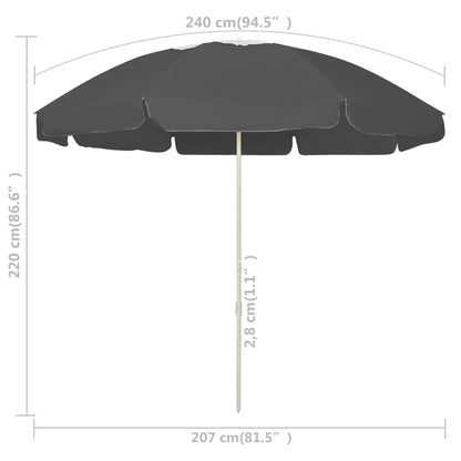 Ombrellone da Spiaggia Antracite 240 cm | homemem39
