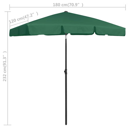 Ombrellone da Spiaggia Verde 180x120 cm