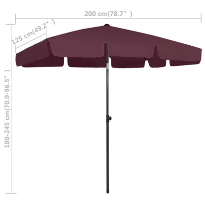 Ombrellone da Spiaggia Rosso Bordò 200x125 cm | homemem39