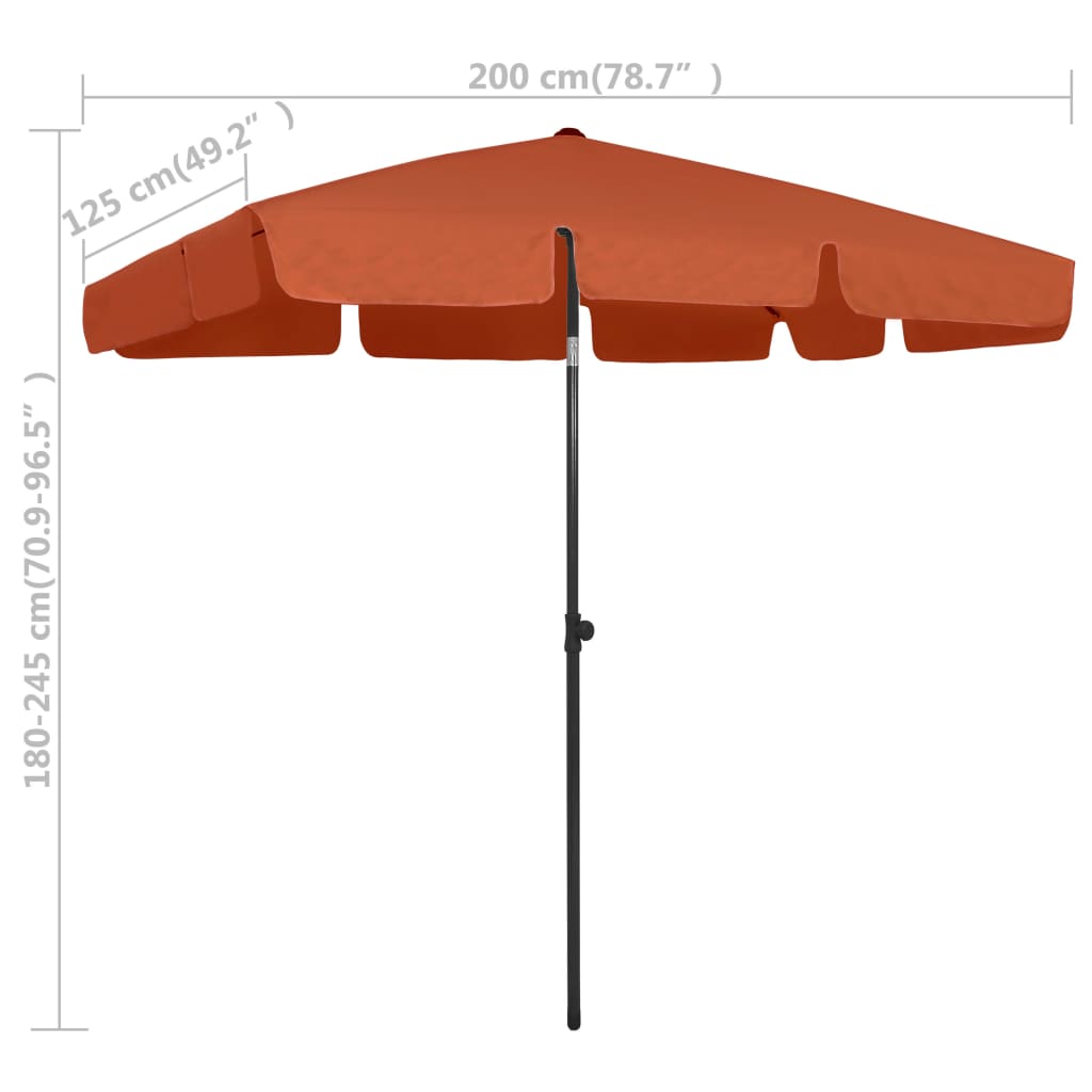 Ombrellone da Spiaggia Terracotta 200x125 cm | homemem39