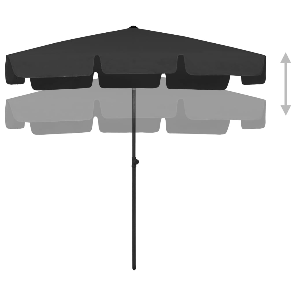 Ombrellone da Spiaggia Nero 200x125 cm | homemem39