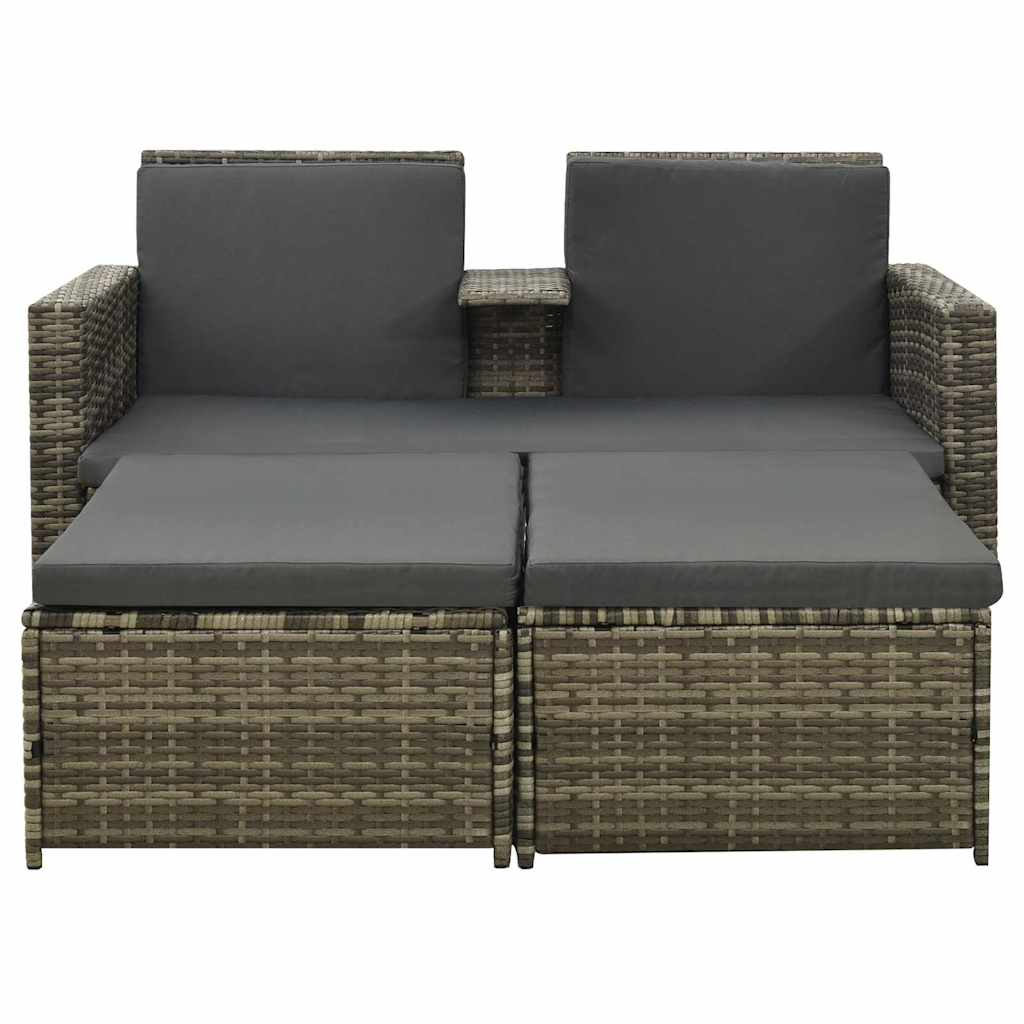 Set Divani da Giardino 3 pz con Cuscini in Polyrattan Grigio - homemem39
