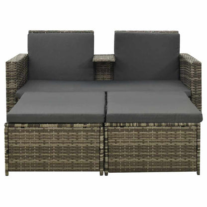 Set Divani da Giardino 3 pz con Cuscini in Polyrattan Grigio - homemem39