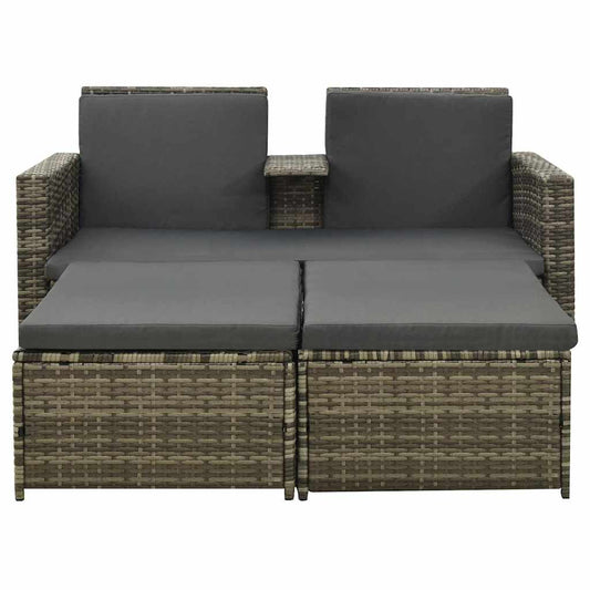Set Divani da Giardino 3 pz con Cuscini in Polyrattan Grigio - homemem39