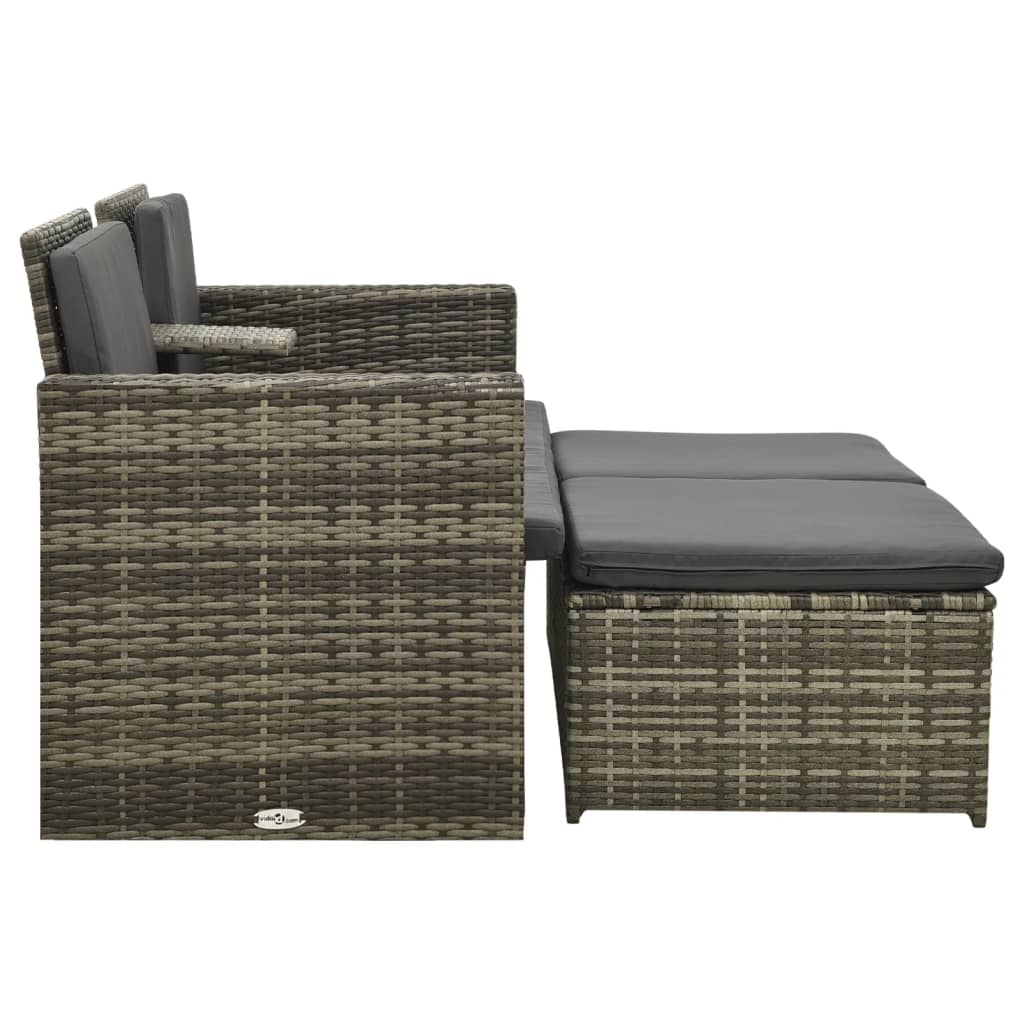 Set Divani da Giardino 3 pz con Cuscini in Polyrattan Grigio - homemem39