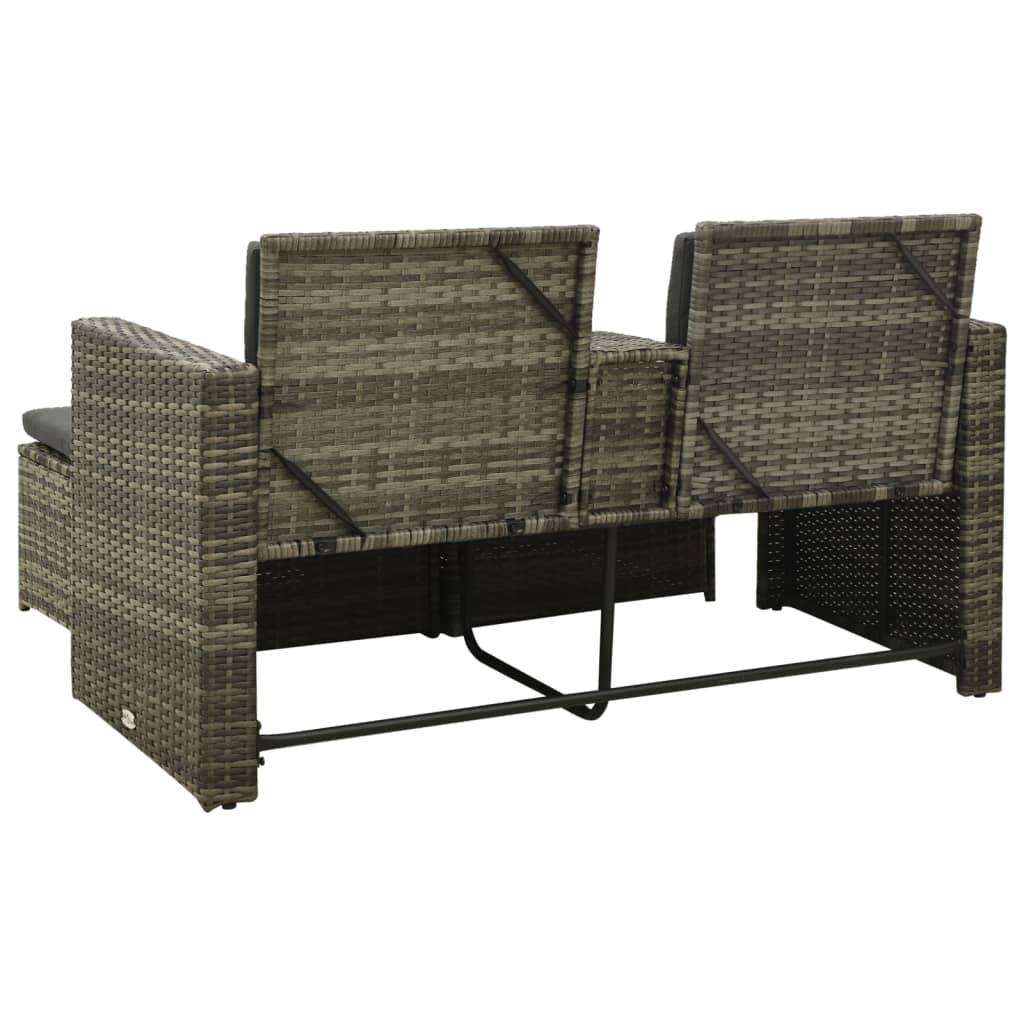 Set Divani da Giardino 3 pz con Cuscini in Polyrattan Grigio - homemem39