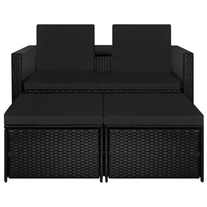 Set Divani da Giardino 3 pz con Cuscini in Polyrattan Nero - homemem39