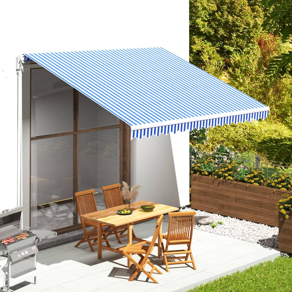 Tessuto di Ricambio per Tenda da Sole Blu e Bianco 4x3,5 m | homemem39