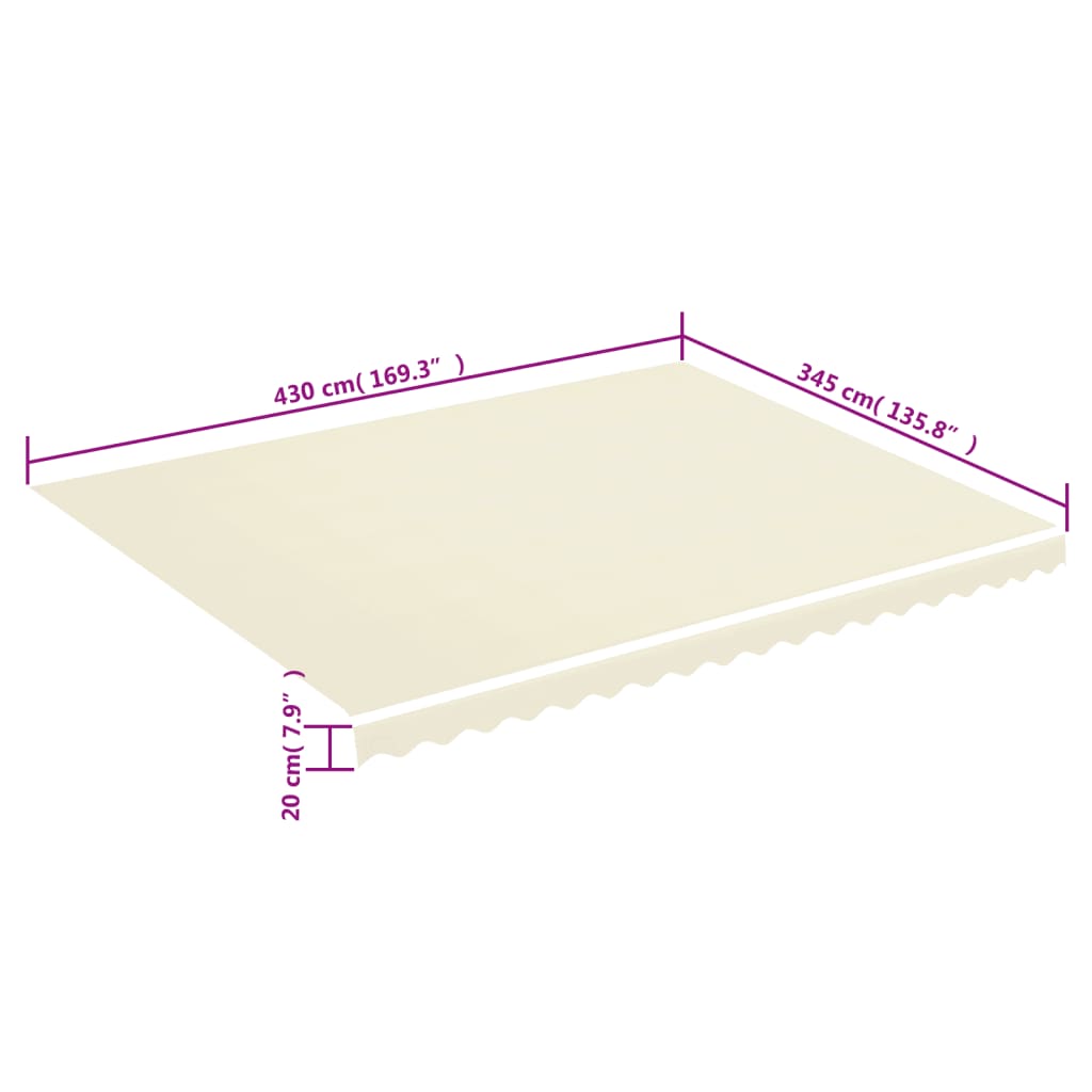 Tessuto di Ricambio per Tenda da Sole Crema 4,5x3,5 m