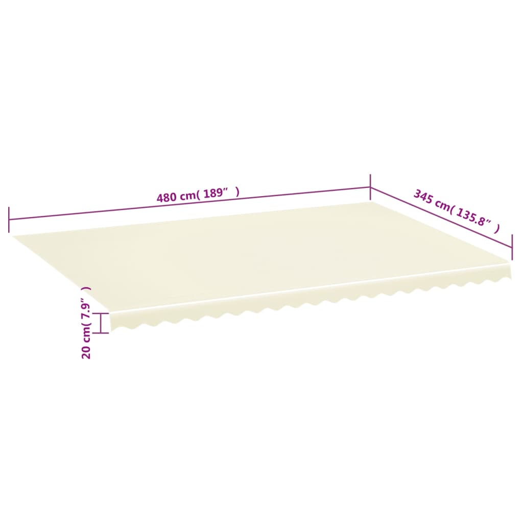 Tessuto di Ricambio per Tenda da Sole Crema 5x3,5 m | homemem39