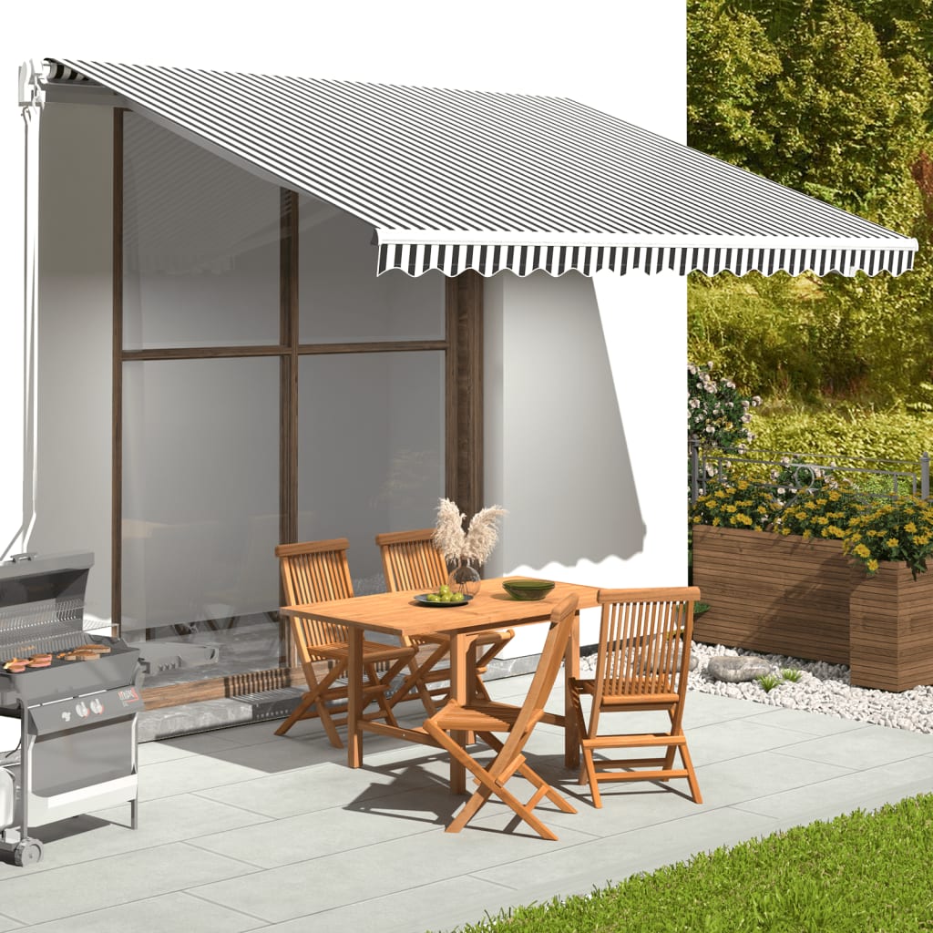 Tessuto di Ricambio per Tenda da Sole Antracite e Bianco 4x3 m | homemem39